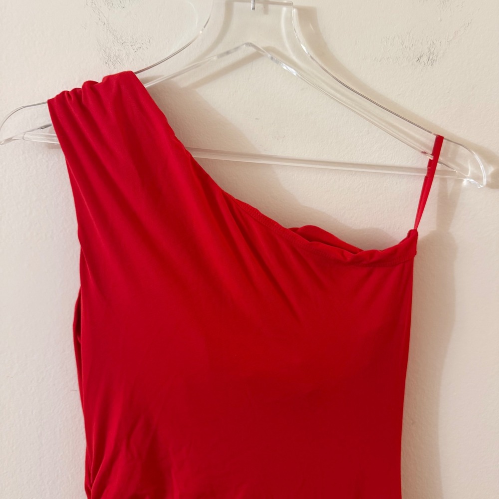 OGL SkinKiss Ruched One Shoulder Maxi Bra Dress Red Medium NEW - Picture 12 of 16